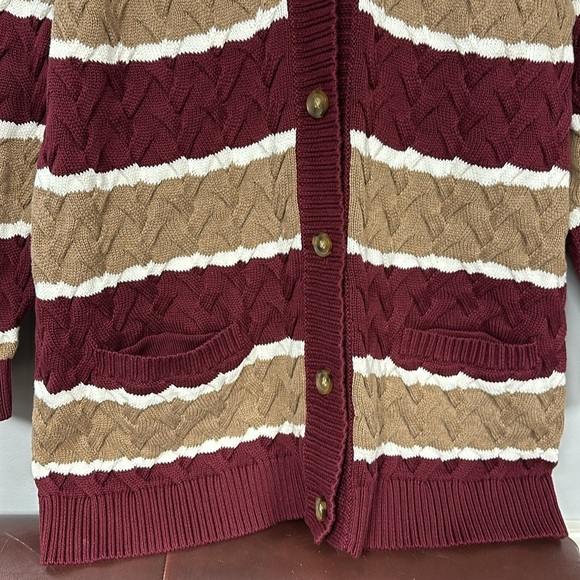 Lands' End Women's Heavy Cotton Cable Drifter Shawl Collar Cardigan Sweater, 2X - Picture 7 of 9